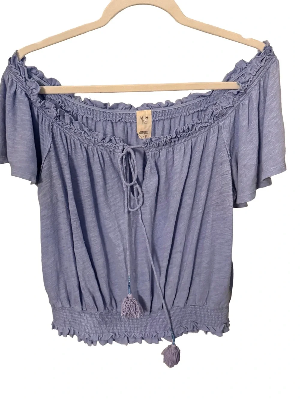 Free People Off The Shoulder Peasant Ruffle Elastic Waist Blouse / TopSize M EUC